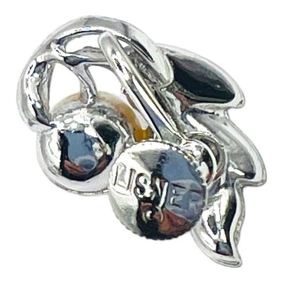 LISNER Vintage 60s Silver Leaf Faux Pearl Screw Back Earrings, Signed - Picture 9 of 11